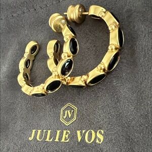 Julie Vos Mykonos Gold and Black Oval Hoop Earrings